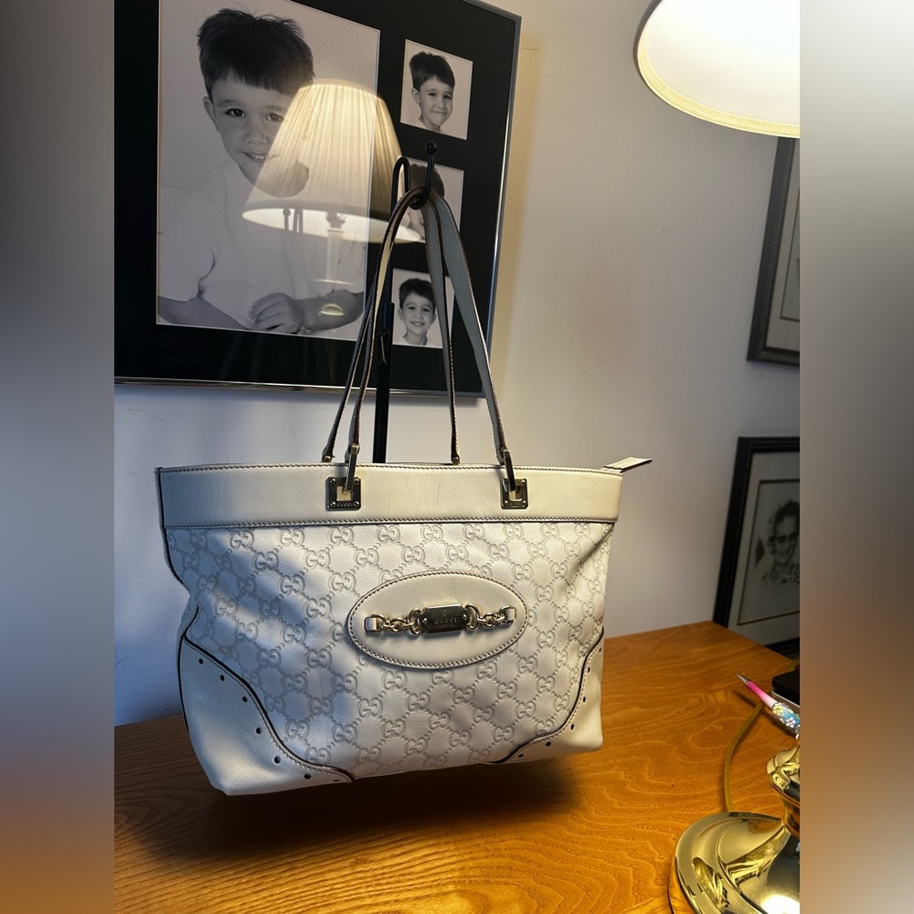 Gucci Cream Leather Punch Tote - Picture 2 of 13